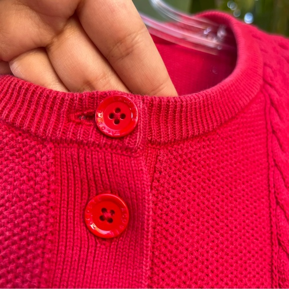 Lacoste 🐊 red cable knit  long sleeve button down cardigan sweater. - Picture 7 of 11